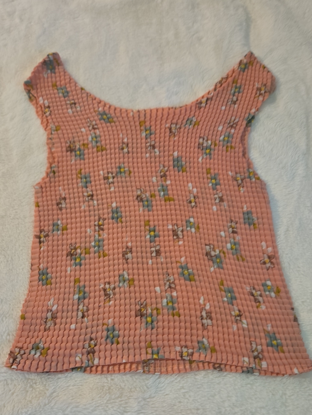 Source Unknown Pink Floral Waffle Tank Top